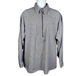 Vintage Key Imperial Hickory Stripe Work Shirt Mens 2XL Railroad Made In USA